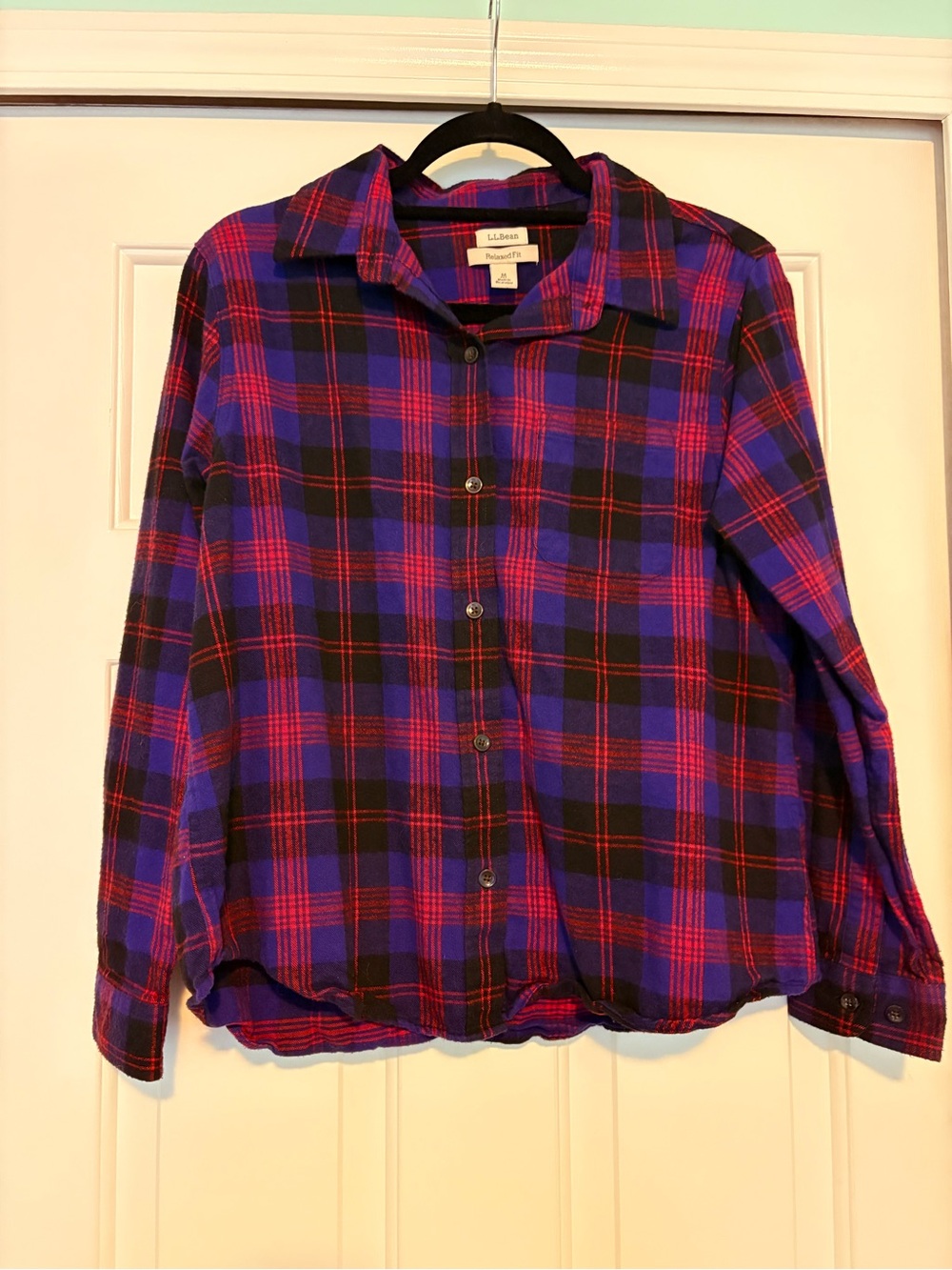 L.L.Bean Women's Purple Plaid Flannel Size MP